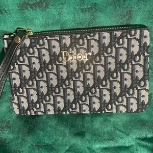 Dior Black and Gray Monogram Pouch